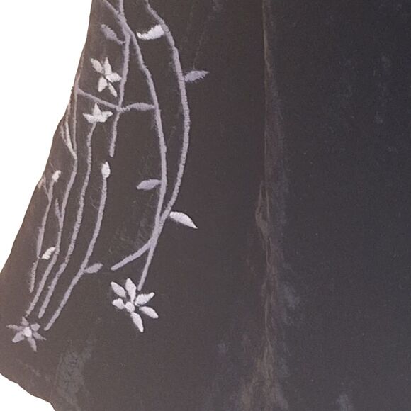 J. Jill Black Velvet Embroidered Wide Leg Pants size 12 Pockets Zip Fly Trousers - Picture 4 of 16